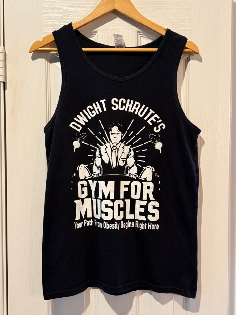 NWOT Black Gym Muscles Tank Top Dwight “The Office” Men’s Funny Graphic Workout